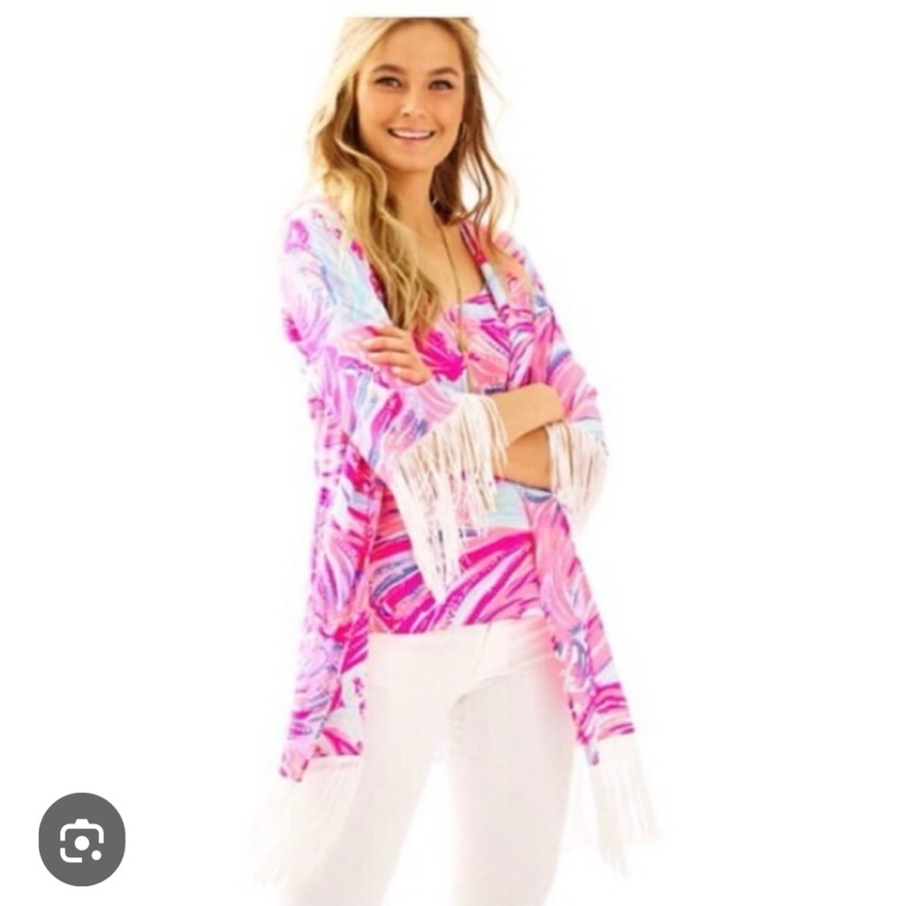 Noelle Kimono by Lilly Pulitzer in Magenta ‘oh my guava’ size  small/XX small